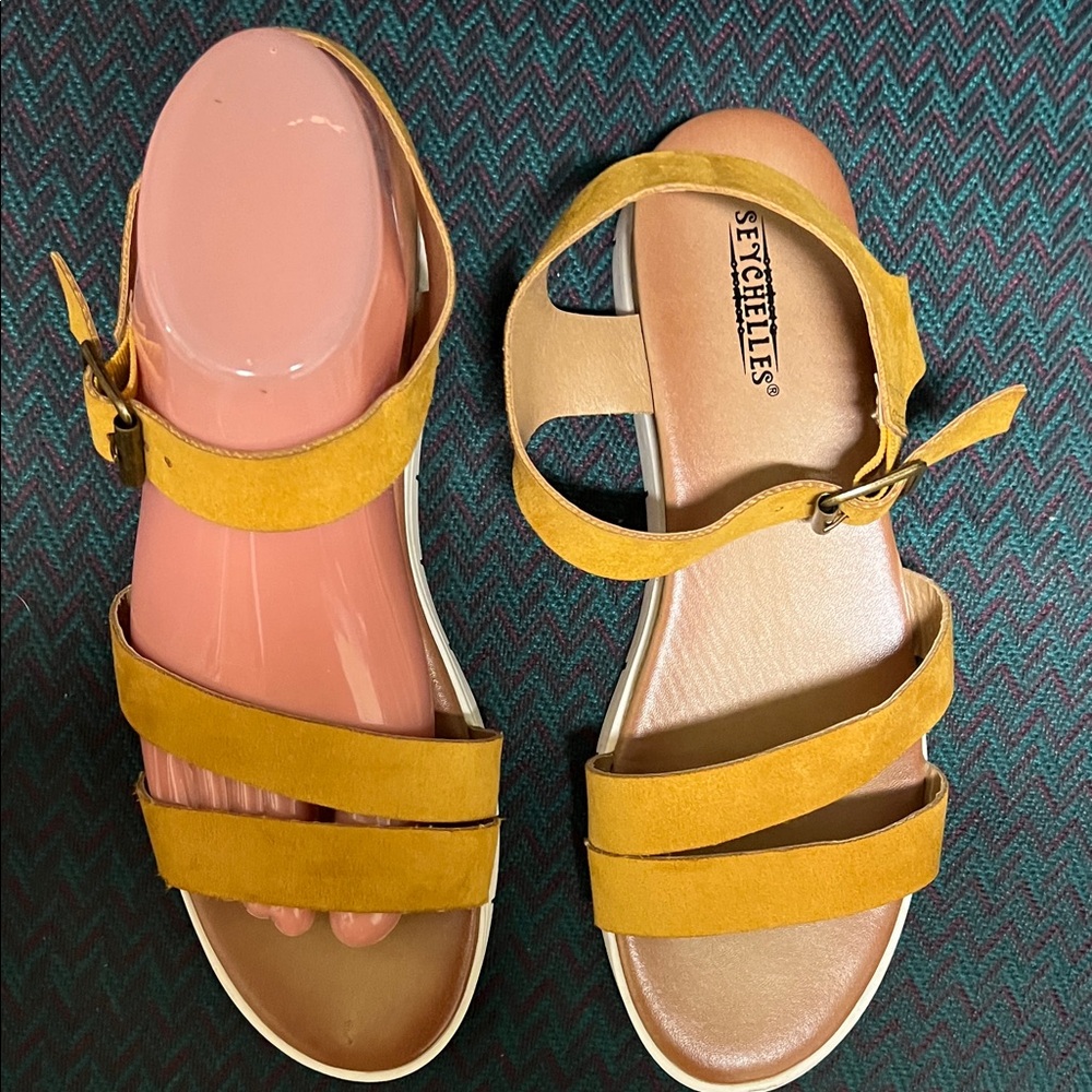 Seychelles Mustard Yellow Strap Sandals